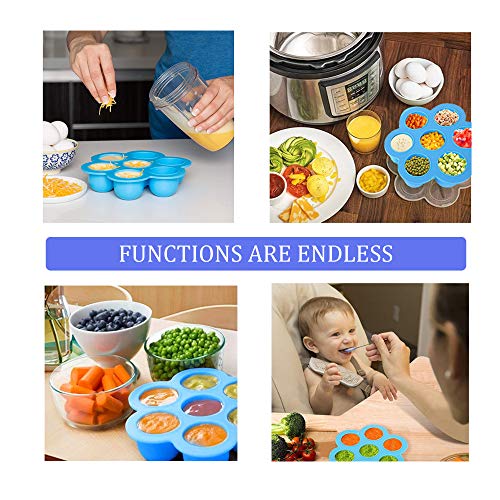 Silicone Egg Bites Molds for Instant Pot Accessories - Reusable Baby Food Storage Container and Freezer Tray with Silicon Lid,Fits Instant Pot 5,6&8Qt Pressure Cooker