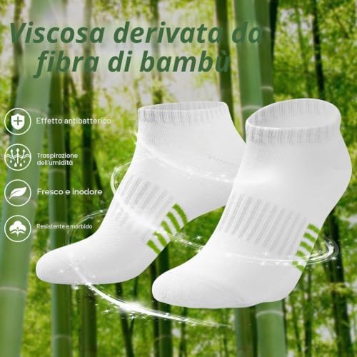 Calzini Corti Donna in Bambù 6/12 Paia, Calzini Sportivi Traspiranti, Calze Spugna per Running, Colorati e Anti Sudore, Regali Donna Estivi