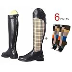 Baker Womens Schooling Tall Boots with FREE 6 Pairs Of Assorted Striped Socks | Women Horse Riding Equestrian Boots