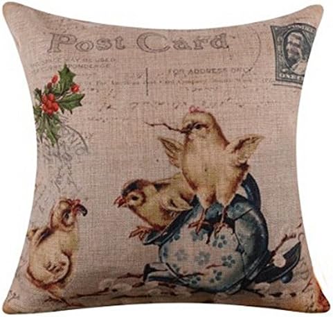 TrowerSaleStore Spring Shabby Chic Collection Season Chick Easter Egg Decorative Pillow Case Cushion Cover