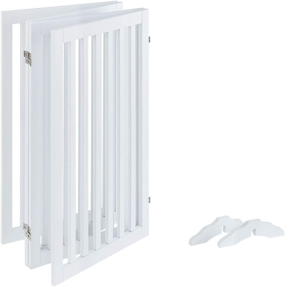 unipaws Freestanding Tall Dog Gate, Foldable Pet Fence, Indoor Wood Barrier - Image 5