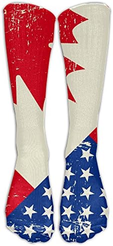 Unisex Cotton Vintage Canadian American Flag Compression Sports Socks