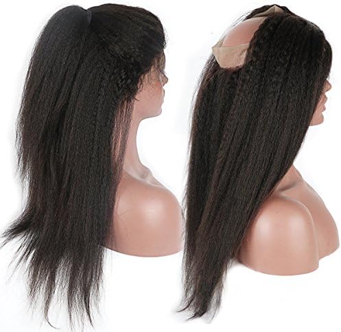 Axin Moon Hair Pre Plucked Kinky Straight 360 Lace Band Frontal Closure Natural Hairline with Baby Hair 360 Lace Virgin Hair Natural Color(14inch Free Part)