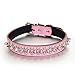 Rachel Pet Products Rivet Spiked Studded Leather Dog Collar for Small or Medium Pet, Pink, S