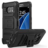 Galaxy S7 Case, MoKo Shock Absorbing Hard Cover Ultra Protective Heavy Duty Case with Holster Belt Clip + Built-in Kickstand for Samsung Galaxy S7 5.1 Inch (2016) - Black (NOT FIT Galaxy S7 Edge)