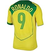 Brazil Ronaldinho #10, Ronaldo #9 Men’s Soccer Jersey Fan Edition – Short Sleeve Training & Casual Shirt – Home 2004/05