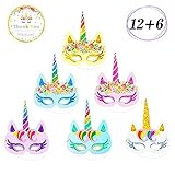 12 Pcs Rainbow Unicorn Paper Masks Kids Birthday Unicorn Party Favors for Girls Boys and Kids
