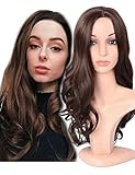 Fani Wig Long Curly Wavy Dark Brown Wigs Middle Part 22 Inch Glamorous Women Wigs Synthetic Full Wig with Free Wig Cap(Dark Brown)