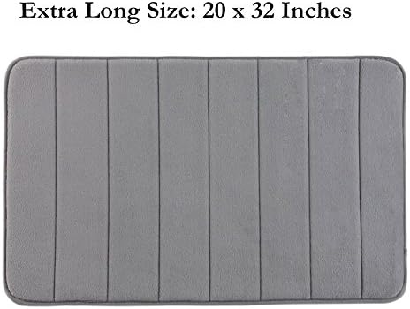 Dofover Non-slip bath mats Microfiber memory foam bathroom Rugs soft coral velvet fabric 20"32" (Gray)