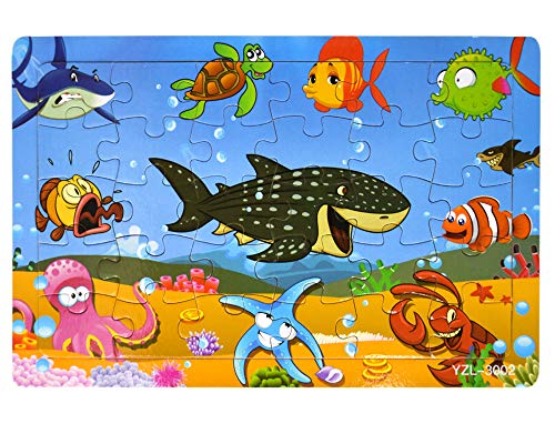 Wooden Jigsaw Puzzles Set for Kids Age 2-6 Year Old 30 Piece Colorful Wooden Puzzles for Toddler Children Learning Educational Puzzles Toys for Boys and Girls (4 Puzzles) - Thumbnail 2