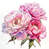 Watercolor Peony Flower Decal, Floral Vinyl Removable Elegant Sticker, Decorative Peony Decal for Auto, Bumper, Trunck, Window, Pink Peonies (Pink)