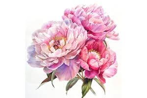 MAKTEM Watercolor Peony Flower Decal, Floral Vinyl Removable Elegant Sticker, Decorative Peony Decal for Auto, Bumper, Trunck, Window, Pink Peonies (Pink)