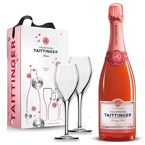 Taittinger Champagne Prestige Rosé Brut 12,5% Vol. 0,75l in Geschenkbox mit 2 Gläsern