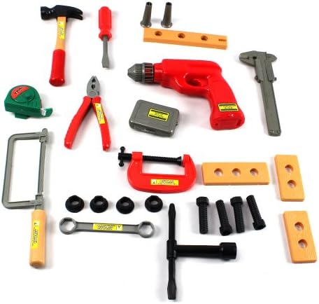 Lil Handy Man Pro Pretend Play Work Shop Children's Toy Tool 25 Piece Set, Perfect for your Little Builder, Comes with a Working Battery Operated Toy Power Drill