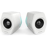 G2000 32W PC Computer Speakers for Gaming Desktop PC Laptop Mac Computer Woofer Speakers Bluetooth USB 3.5mm AUX Inputs RGB Lights Multimedia Speakers White