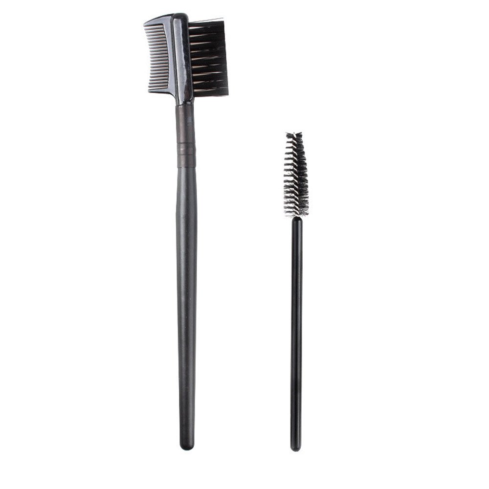 Generic Black Single Head Screw Eyelash Brush Double Eyebrow Comb