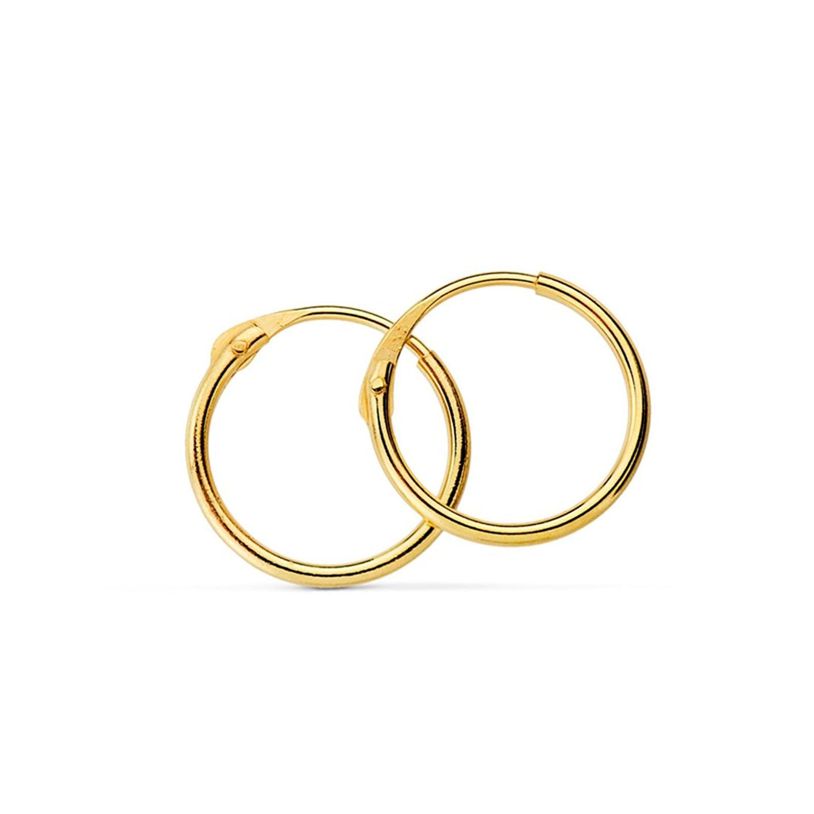 Damen & Kinder Creolen Hoop 14x1.5 mm Ohrstecker - Gelbgold 18 Karat (750)