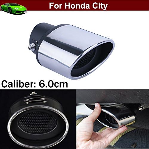 Car Stainless Steel Extension Pipes Exhaust Pipe Trim Muffler Rear Tail Pipe Tip Tailpipe Car End Tipe Emblems Silver Color for City 2014 2015 2016 2017 2018 2019 2020