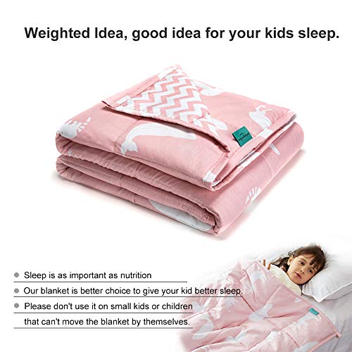 Weighted Idea Weighted Blanket for Kids 5 lbs | 36" x 48" | Cotton | Pink Animal | for Kids and Teens