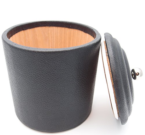 Soft Leather Pipe Tobacco Jar - Authentic Full Grade Cow Leather - Black