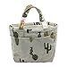 Insulated Lunch Bag Reusable Sling Shoulder Lunch Tote Travel Picnic Drawstring Bento Cooler Bag, Front Pocket and 2 Side Pockets (Color Cactus)
