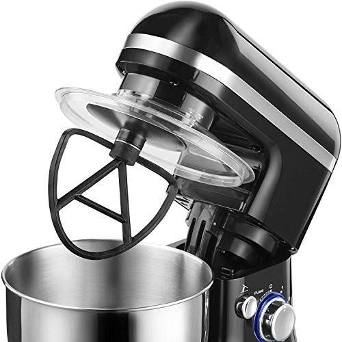VonShef 220 Volt Food Stand Mixer | 650W | with Dough Hook, Beater, Whisk & Splash Guard - Black - Bundle With Dynastar Plug Adapters (NOT FOR USA)