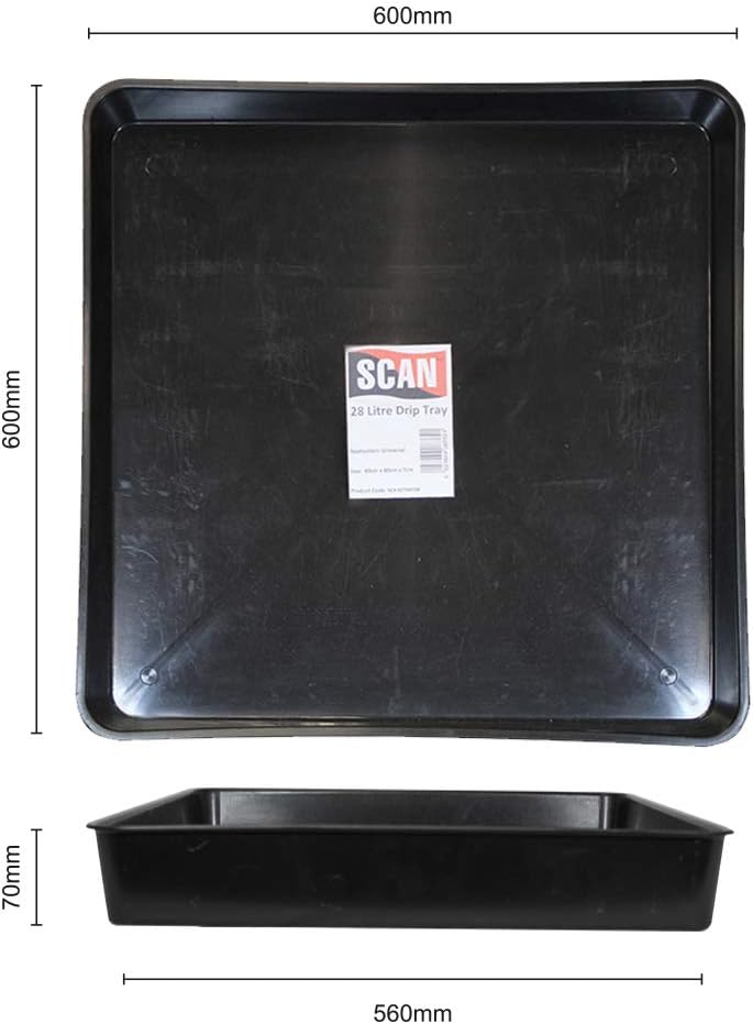 Scan SCASCTRAY28 28 Litre (6.1gal) Drip Tray / Garden Tray 60 x 60 x 7 cm (24 Inch), Black, 60 x 60 x 7cm - Image 3