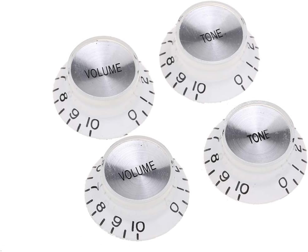 Musiclily Pro Imperial Inch Size Guitar Top Hat Bell 2 Volume 2 Tone Reflector Knobs Set Compatible with USA Made Les Paul SG Style
