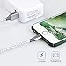 XUZOU xi-119-cable Lightning Cable 10' Extra Long Nylon Braided USB Charger, Compatible with iPhone 5/5S/5C/Se 6/6S 6 Plus/6S Plus 7/7 Plus/iPad Mini/Air/Pro iPod Touch - Gray/White - 3 Piece