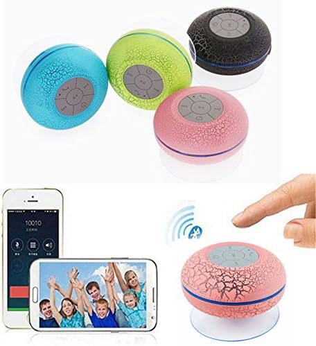 New Mini Water Resistant Wireless Shower Speaker, BTS-06 HD Water Proof Bluetooth 3.0 Speaker, Handsfree Portable Speakerphone with Built-in Mic With LED Colorful Lights (Pink)