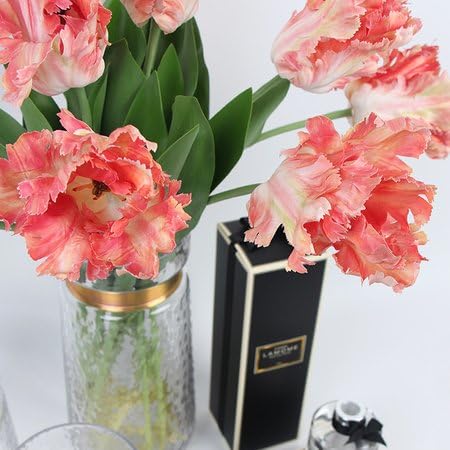 G Home Collection Luxury Silk Flame Tulip Stem in Light Orange 25" Tall