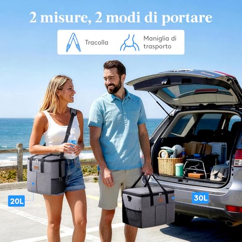 Lifewit Cooler Bag, Portable Cooler Bag with 2/3 Front Pockets, Foldable Cooler Bag for Camping, Travel, Shopping, Picnic