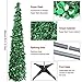 PartyTalk 5ft Pop Up Christmas Tree with Stand, Green Tinsel Collapsible Artificial Christmas Tree for Holiday Christmas Home Decorations
