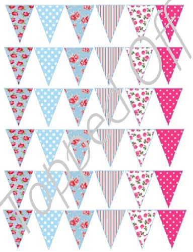 36 Shabby Chic Vintage Edible Bunting on Fondant Icing Sheet