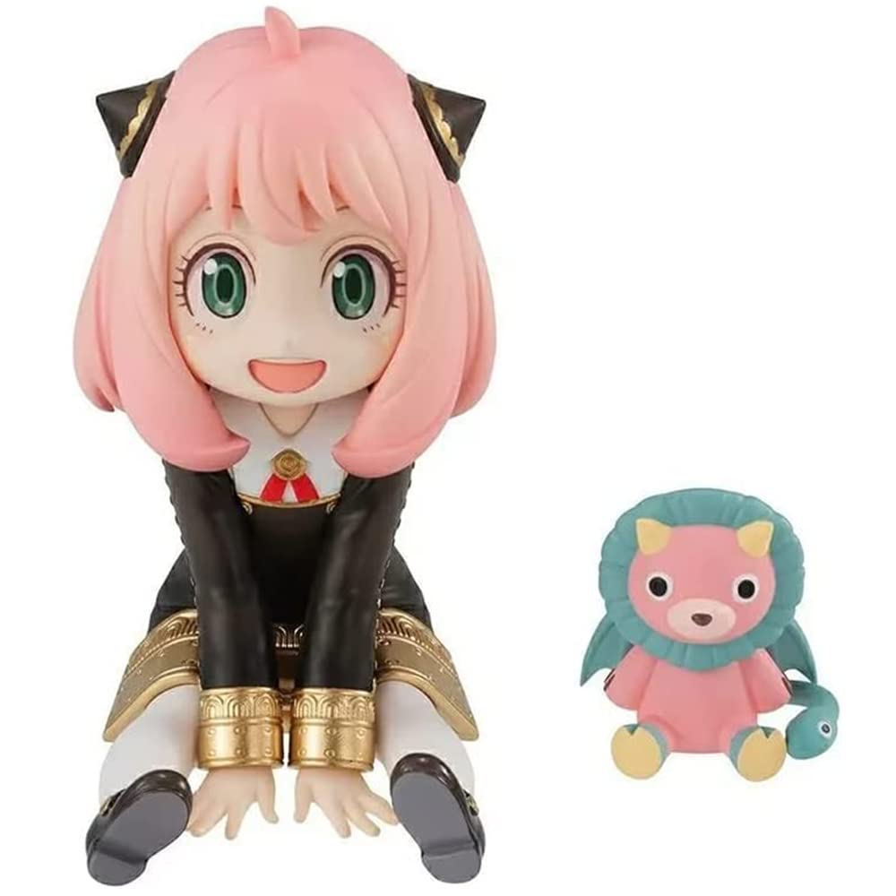 REOZIGN SPYxFAMILY – Anya Forger Figurine 10 cm/3.9 Inches Sitting Anya PVC Action Statue Model Figure Decorations Collection Craft Car Ornament