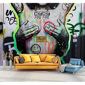 Wall Mural Colorful Graffiti Removable Wallpaper Wall Sticker for Bedroom Living Room - 66x96 inches