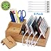 Pezin & Hulin Bamboo Charging Station, Multiple Devices Organizer for Phones,Tablet, Office Desktop Wooden Docking Stations (Include 4 x Charger Cable), Storage Box Stand for Pen, Key, Remote primary
