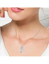 Collar con Colgante de plata de ley yfn "Fuerte es hermoso grabado Pesas de Gimnasio Buff 18"