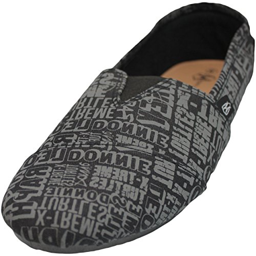 Men s letter print canvas flat shoes slip-on sneakers (…