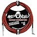Mophead 15-Foot Guitar Instrument Cable - 1/4 Inch TS to 1/4 Inch TS Right Angle Pro Grade Double Insulated Tweed Braided for Electric Guitar, Bass, Amp, Keyboard (Black and Red)