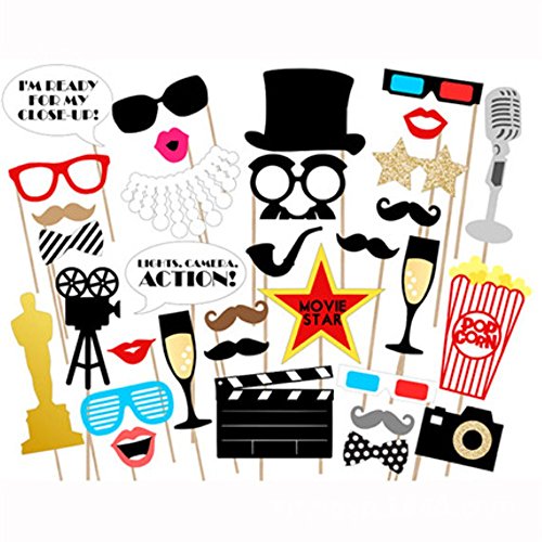 Movie - Hollywood Party Photo Booth Props Kit - 33 Count