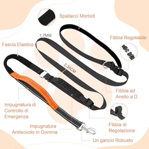 X XBEN 4-in-1 Hands Free Dog Leash, Running Leash for Dogs with Waist Belt and Double Handles, Multifunctional Leashes for Medium and Large Dogs, Anti-Pull 0.8-2.2M