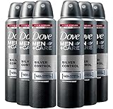 6 Pack Dove Men+Care Deodorant Silver Control Spray 48 Hr. Protection 150 ML
