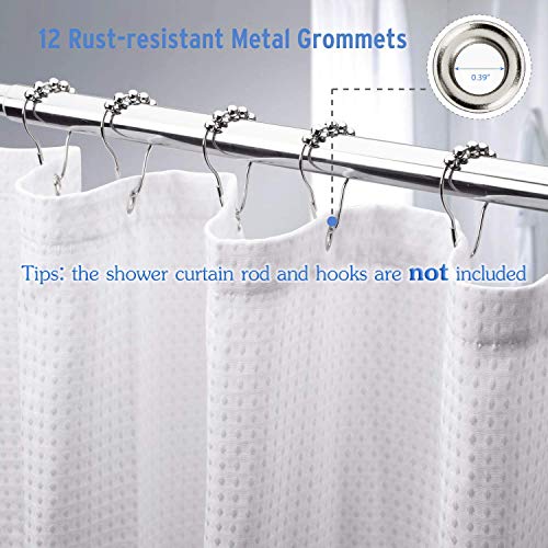 AmazerBath Waffle Shower Curtain, Heavy Duty Fabric Shower Curtains