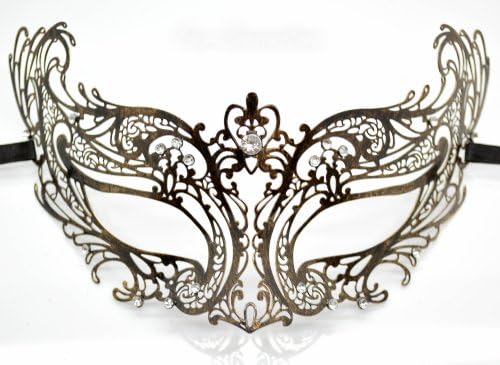 New Women Stunning Mask Laser Cut Venetian Halloween Masquerade Mask Costume Extravagant Inspire Design - Rose Chrome