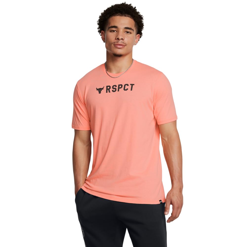 Under Armour Men’s Project Rock Respect Short Sleeve T Shirt, (896) Aero Orange / / Black, 3X-Large Tall