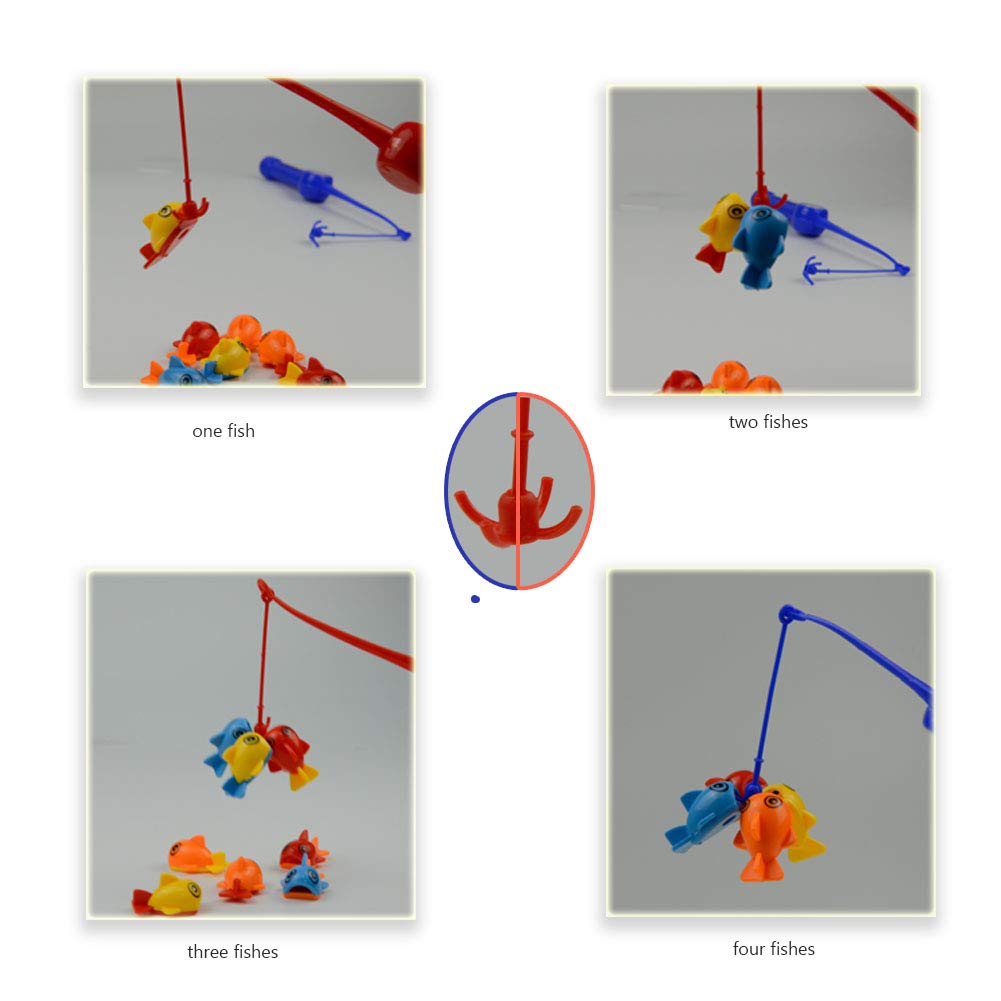 Bolomi Fishing Game Toys Bathtub Floating Fishing Game Toy Set for Kids-8 Pcs Plastic Floaters Fish+2 Pcs Fun Fishing Rod