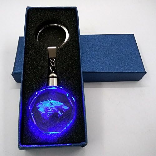 Wolf LED Crystal Keychain with Gift Box Blue Wolf Laser Engraved Perfect Gift