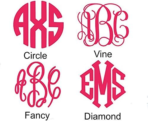 Custom Monogrammed Glitter Vinyl Decal/Choose your Monogram Style, Color &amp; Size