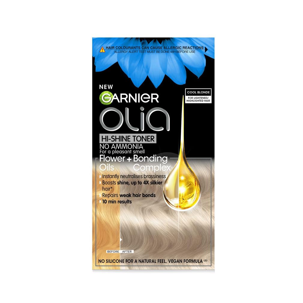 Olia 9.1 Cool Blonde Hi-Shine Toner. Effectively neutralises brassy tones after lightening, providing luminous color and a perfect cool blonde finish. Professional toning for salon hair. — image 1